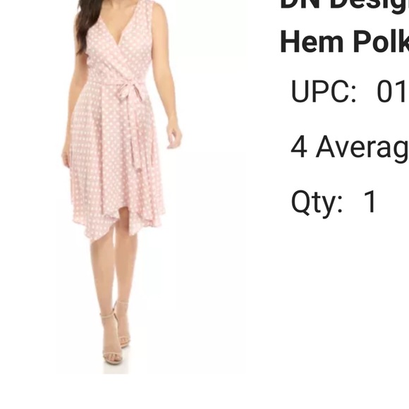 DN Designs women’s handkerchief hem polka dot dress. Blush/cream. Size 4. - Picture 3 of 3
